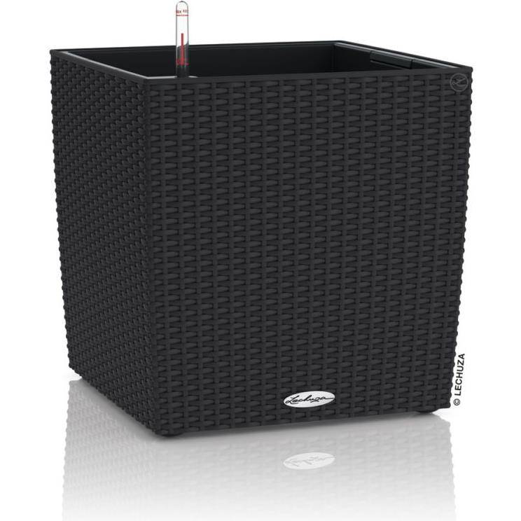 Pot Cube Cottage Résine Noir Graphite – LECHUZA - Image 1