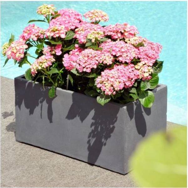 Bac à Fleurs en fibre de terre gris L60 H30 cm