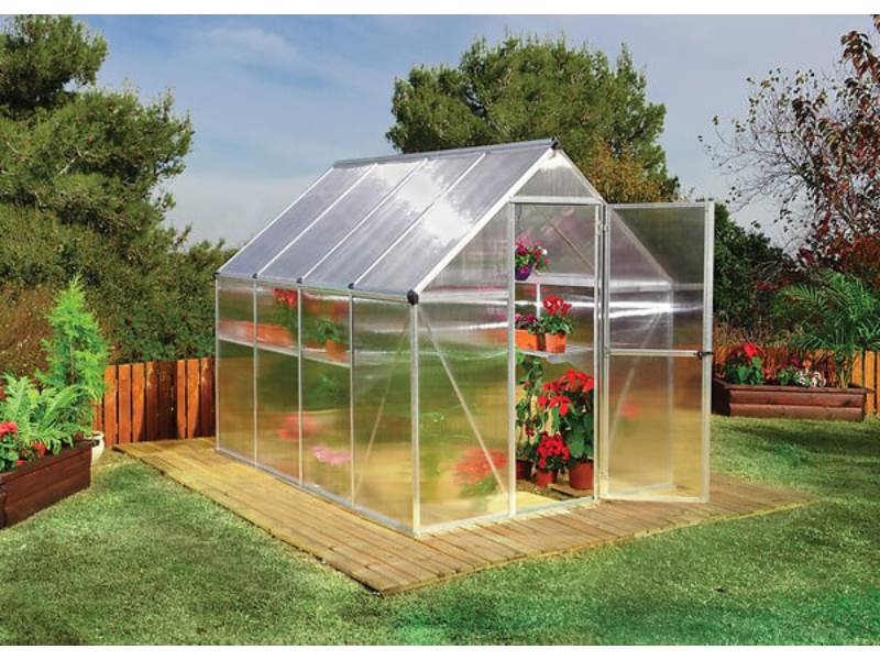 Canopia by Palram - Serre de jardin polycarbonate aluminium brut 4,6 m² Mythos avec embase - Canopia by Palram - Image 8