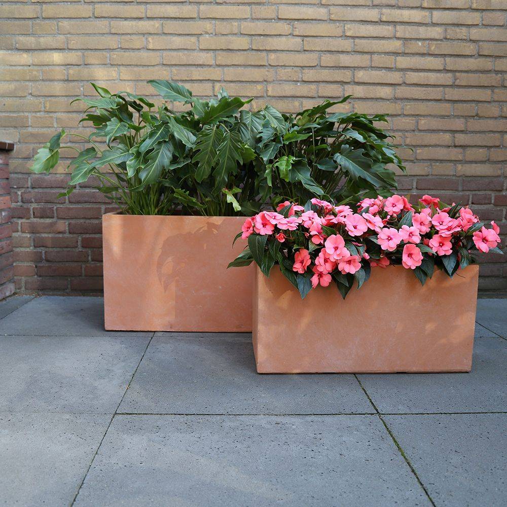 Bac à fleurs fibre de terre Clayfibre L100 H45 cm terracotta