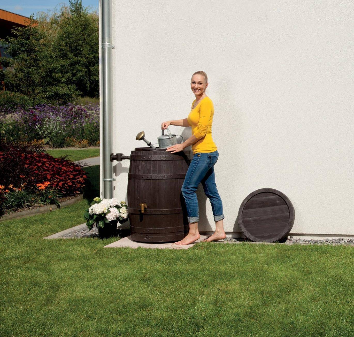 Garantia - Récupérateur d'eau de pluie 400L robinet et collecteur inclus imitation tonneau marron - GARANTIA - Image 8