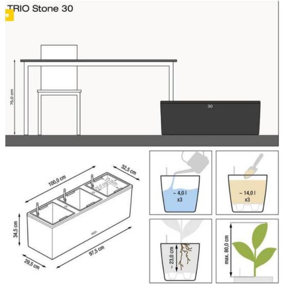 Jardinière TRIO Stone 30 ALL-IN-ONE LECHUZA - Image 7