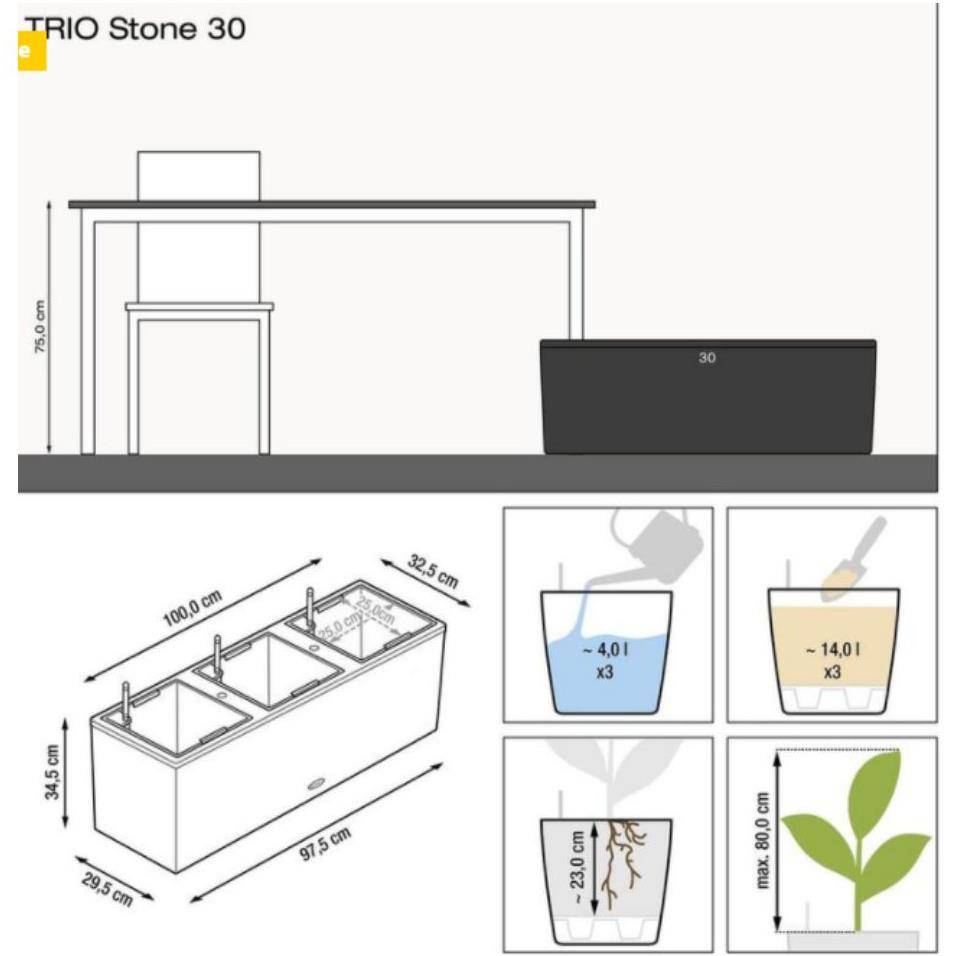 Jardinière TRIO Stone 30 ALL-IN-ONE LECHUZA - Image 7
