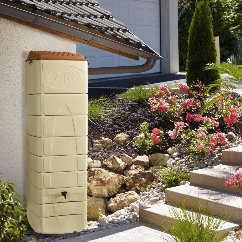 Belli - Récupérateur d'eau de pluie 650L mural couvercle, robinet et collecteur inclus - BELLI