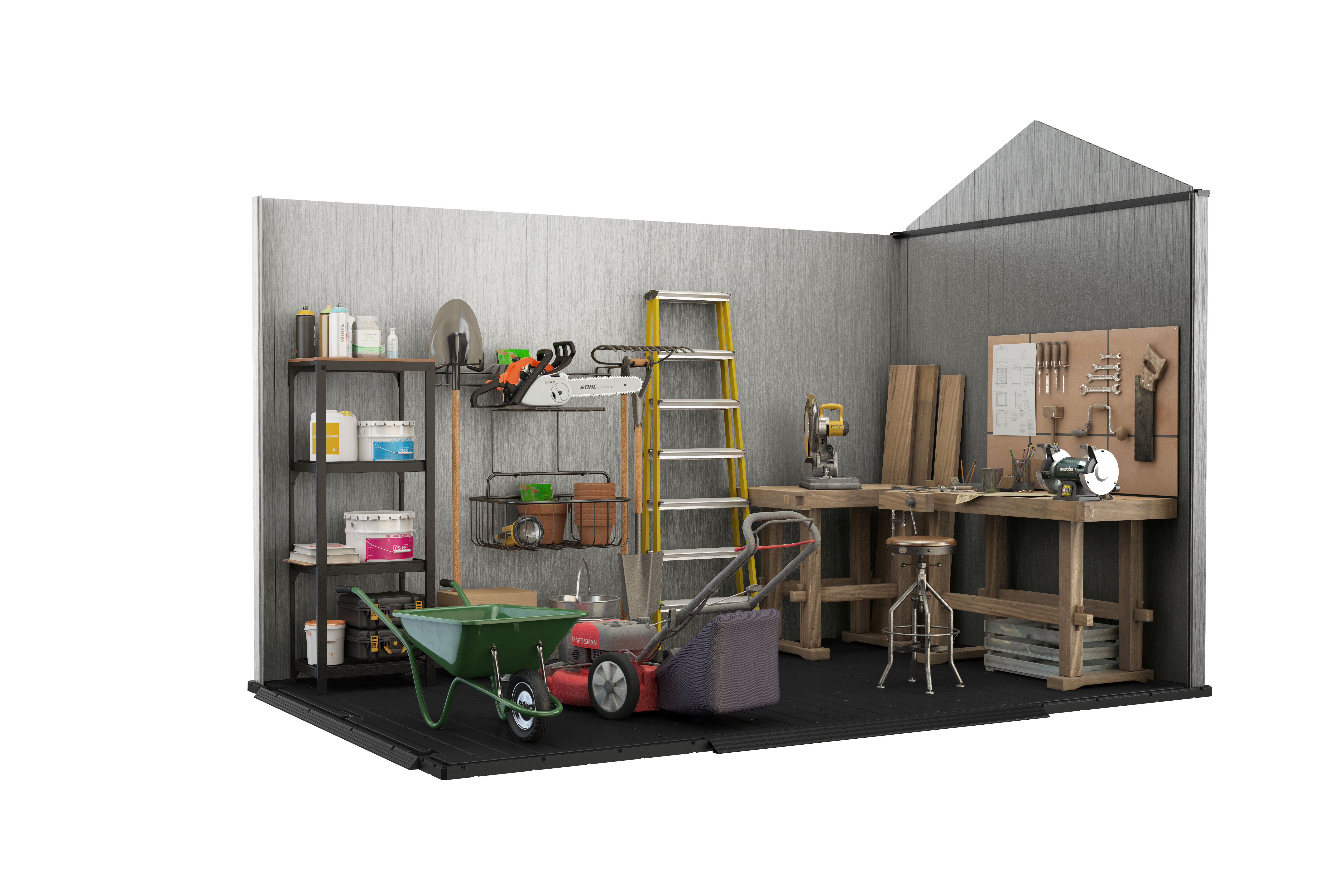 Keter - Abri de jardin résine anthracite avec plancher 8m² Ep.20mm Brossium - Keter - Image 12