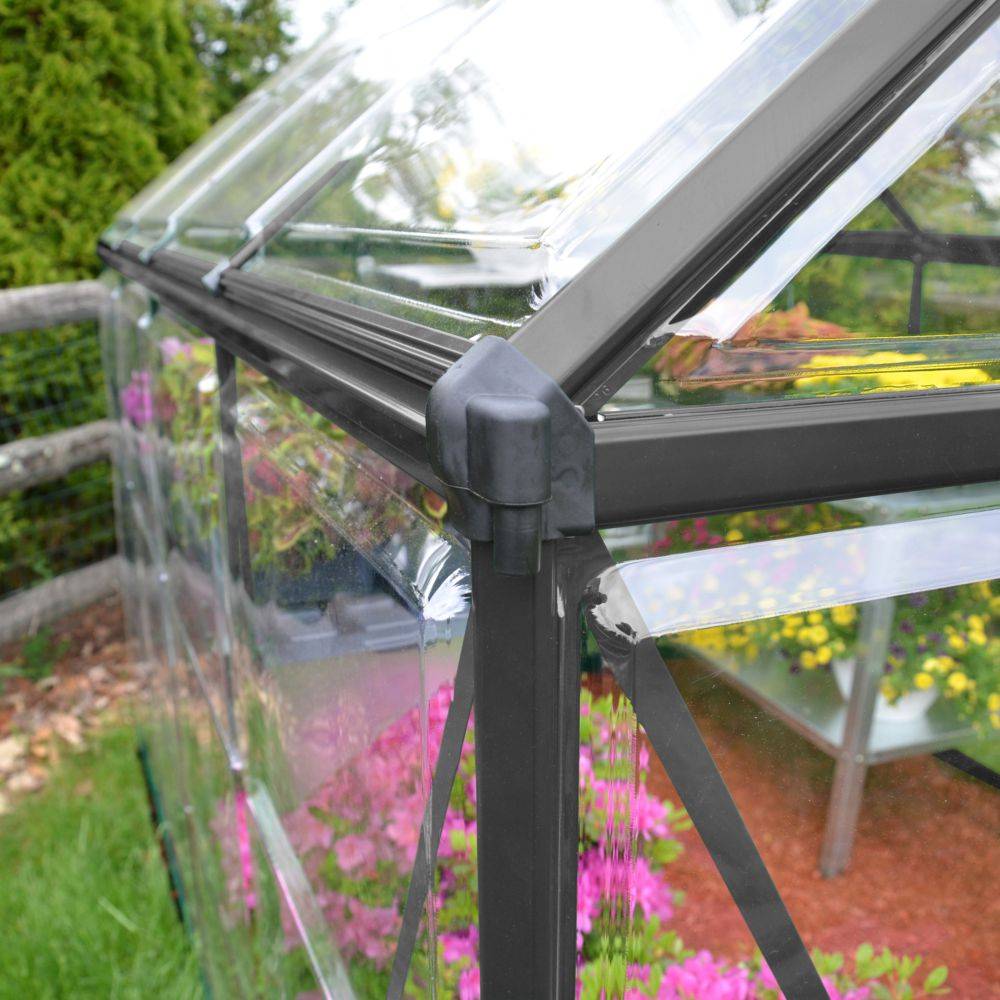 Canopia by Palram - Serre de jardin polycarbonate aluminium anthracite 5,7 m² Harmony avec embase - Canopia by Palram - Image 2