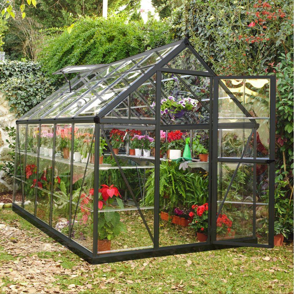 Canopia by Palram - Serre de jardin polycarbonate aluminium anthracite 5,7 m² Harmony avec embase - Canopia by Palram - Image 6