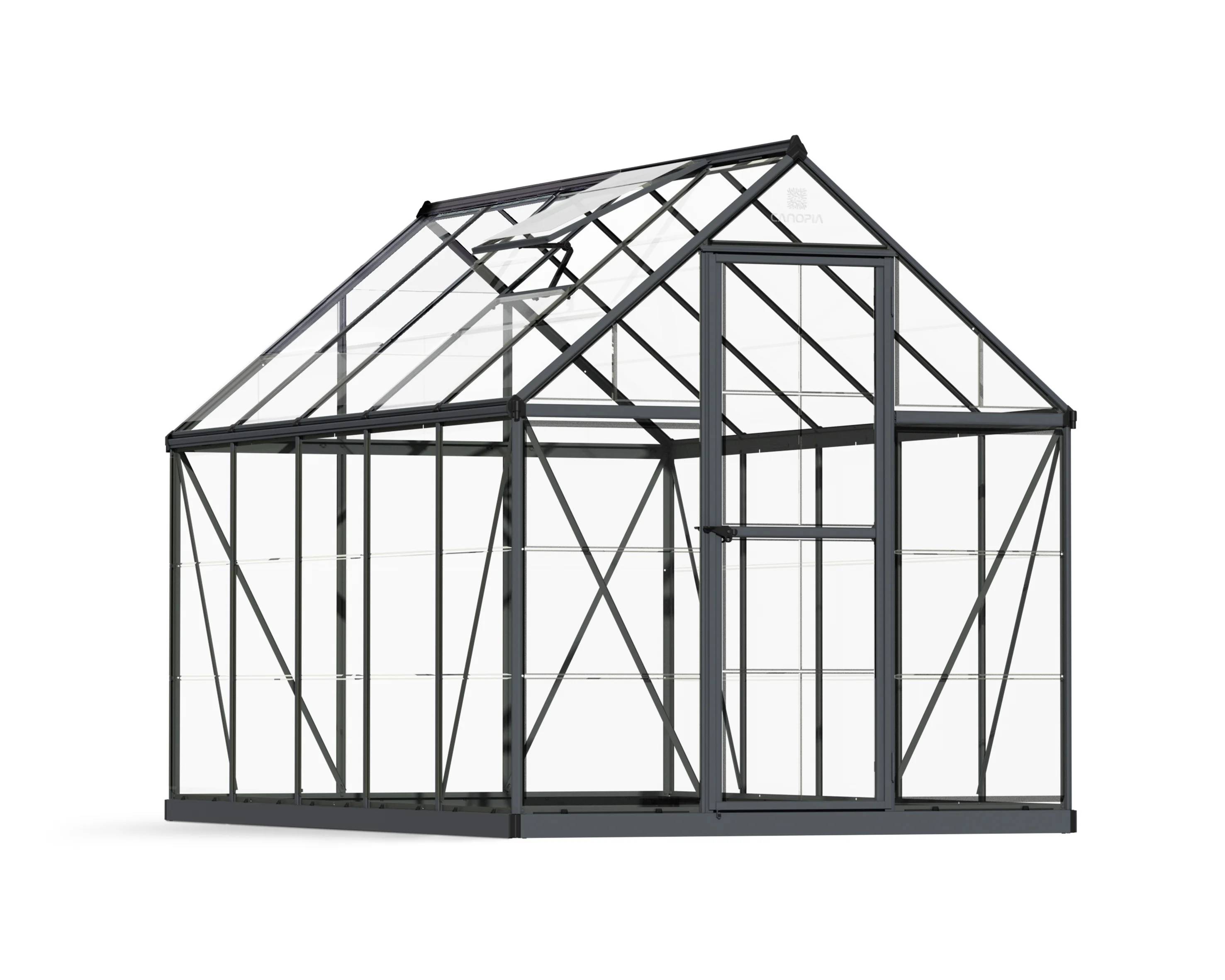 Canopia by Palram - Serre de jardin polycarbonate aluminium anthracite 5,7 m² Harmony avec embase - Canopia by Palram - Image 9