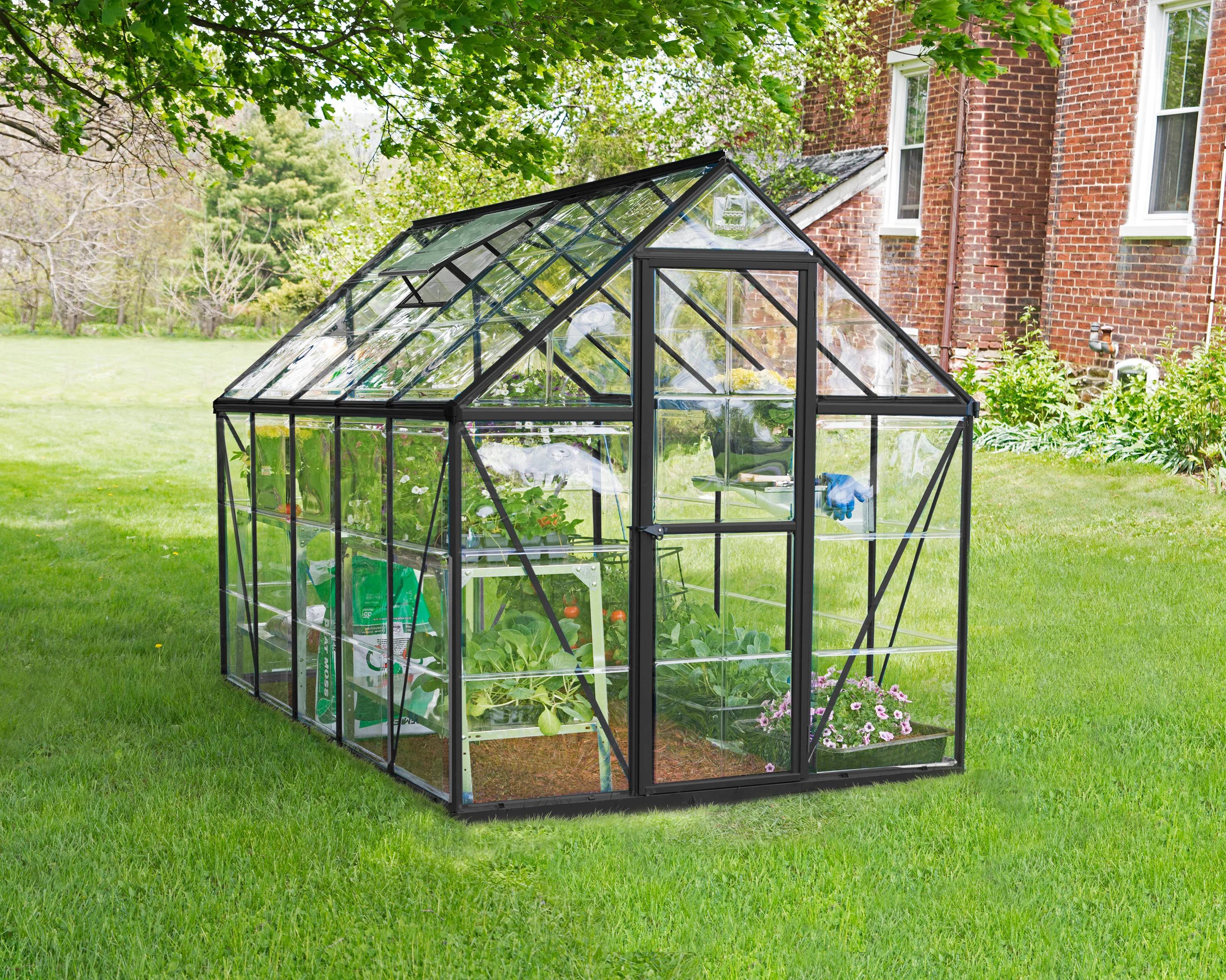 Canopia by Palram - Serre de jardin polycarbonate aluminium anthracite 5,7 m² Harmony avec embase - Canopia by Palram - Image 15