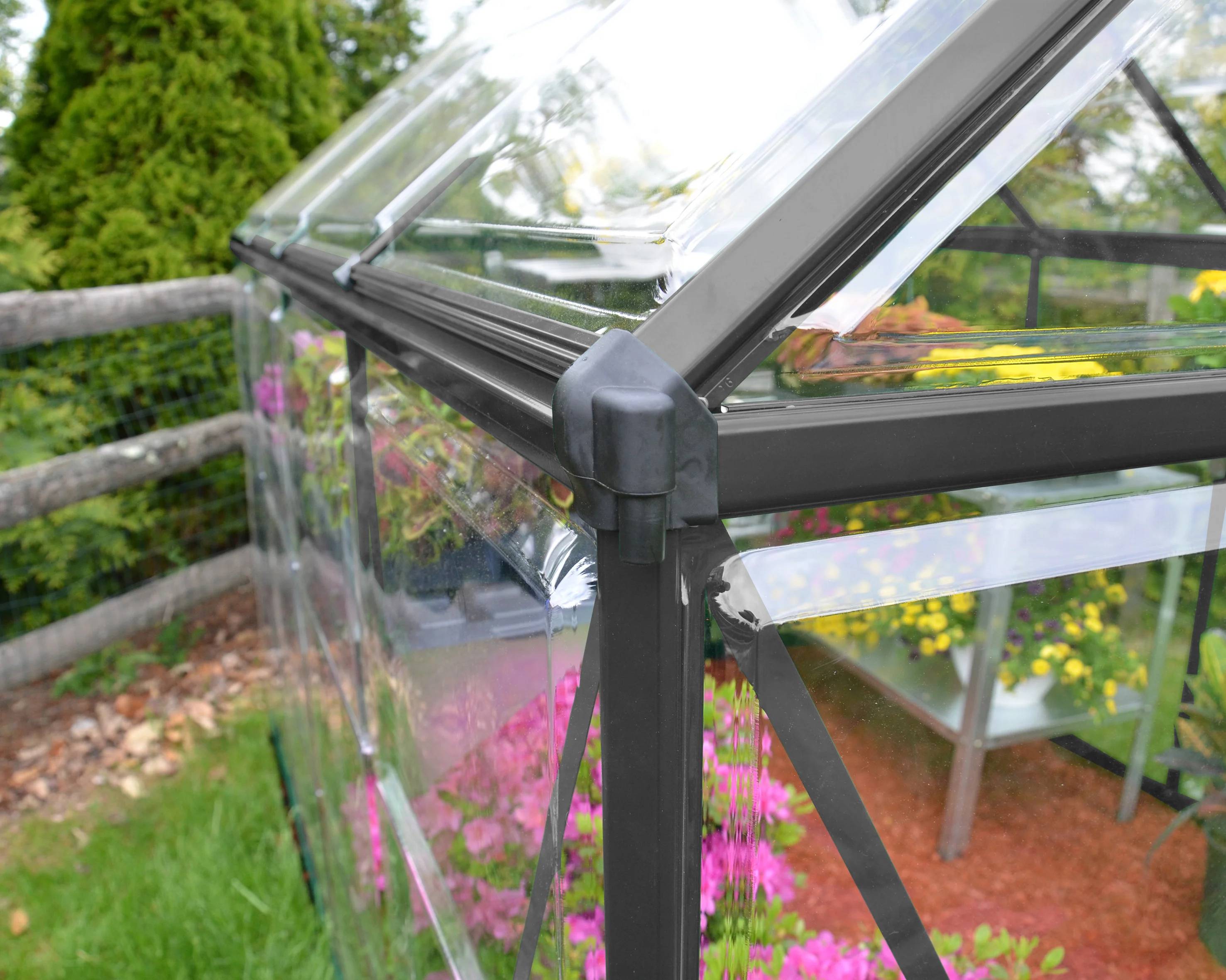 Canopia by Palram - Serre de jardin polycarbonate aluminium anthracite 5,7 m² Harmony avec embase - Canopia by Palram - Image 10