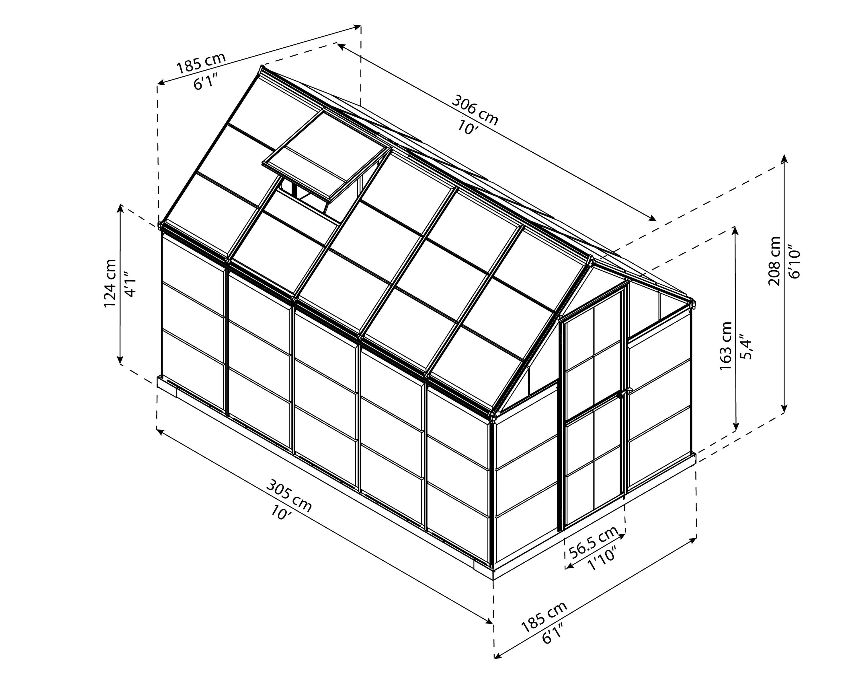 Canopia by Palram - Serre de jardin polycarbonate aluminium anthracite 5,7 m² Harmony avec embase - Canopia by Palram - Image 11