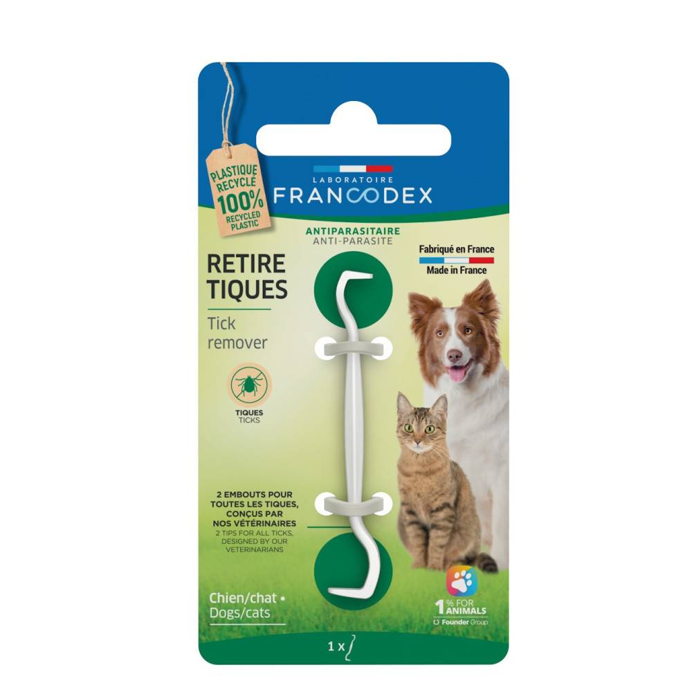 Retire tiques pour chiens et chats L.8 cm blanc - Francodex - Image 4