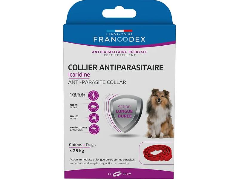 Collier antiparasitaire icaridine rouge FRANCODEX - Image 1