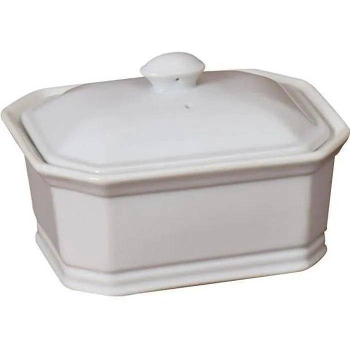 Terrine rectangulaire porcelaine blanc L.17.5 cm l.12.5 cm H.7.5 cm modèle n.4 - Girard - Image 1