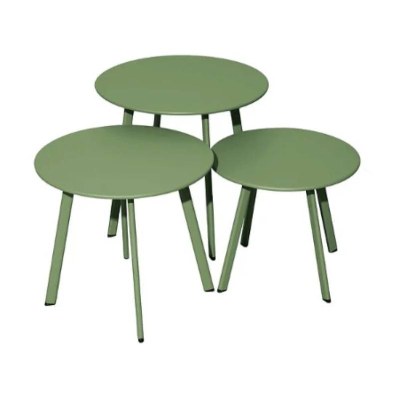 Pro Loisirs - Lot de 3 tables de jardin acier amande Massai Proloisirs