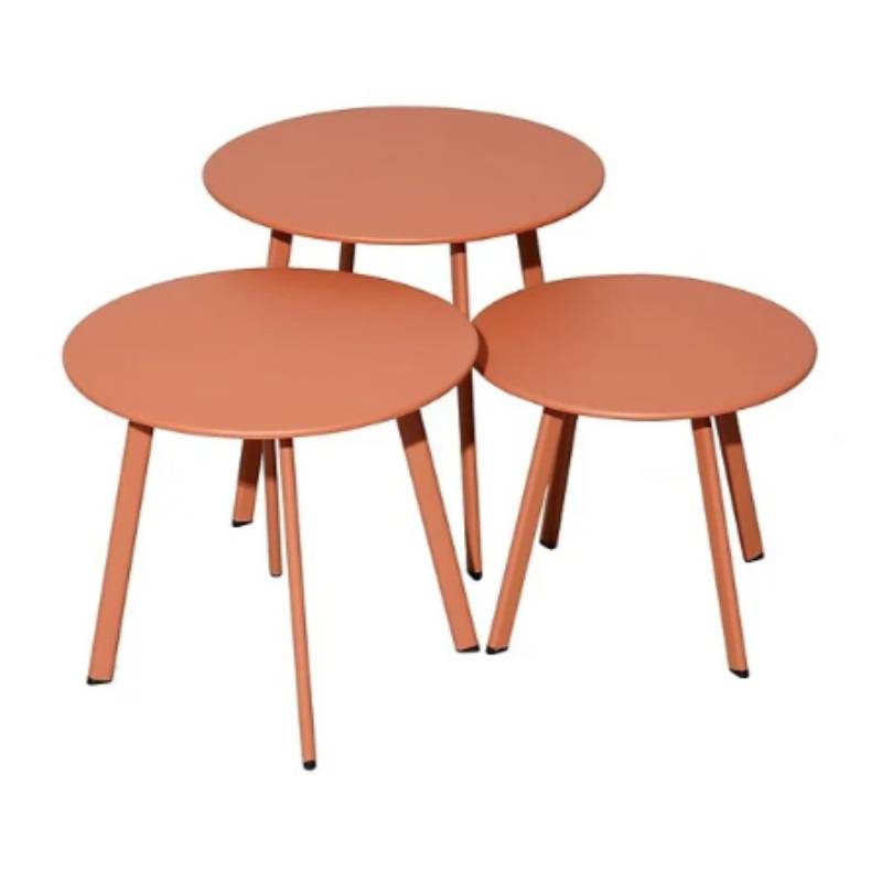 Pro Loisirs - Lot de 3 tables de jardin acier hermes Massai Proloisirs