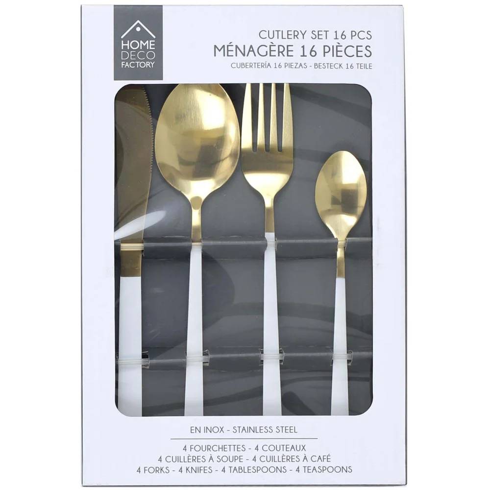Ménagère 16 pièces inox doré et blanc THE HOME DECO FACTORY - Image 2