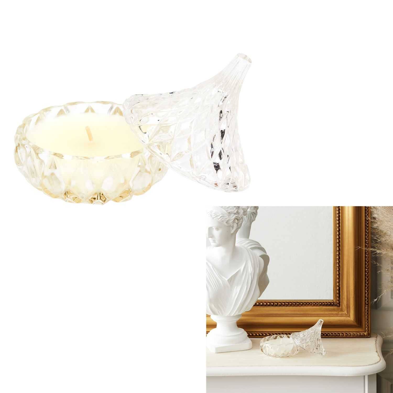 Bougie parfumée verre paraffine blanc transparent 160g - PARIS PRIX - Image 1
