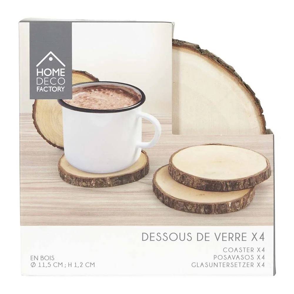 Set de dessous de verre bois marron Ø 11 cm H 1,30 cm - THE HOME DECO FACTORY - Image 4