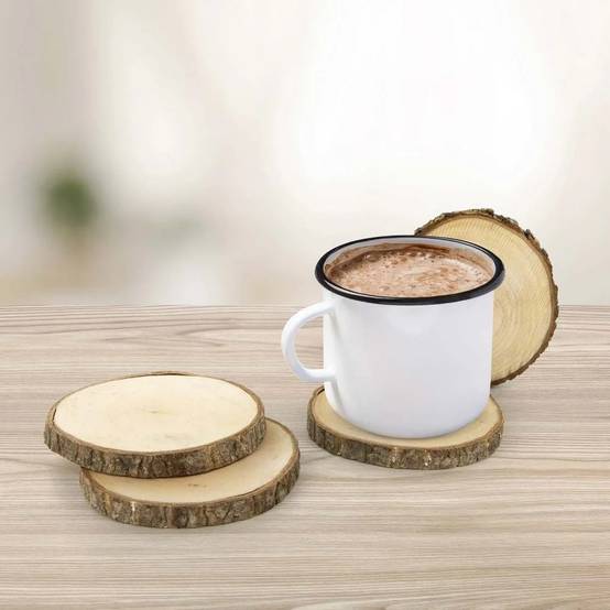 Set de dessous de verre bois marron Ø 11 cm H 1,30 cm - THE HOME DECO FACTORY - Image 2