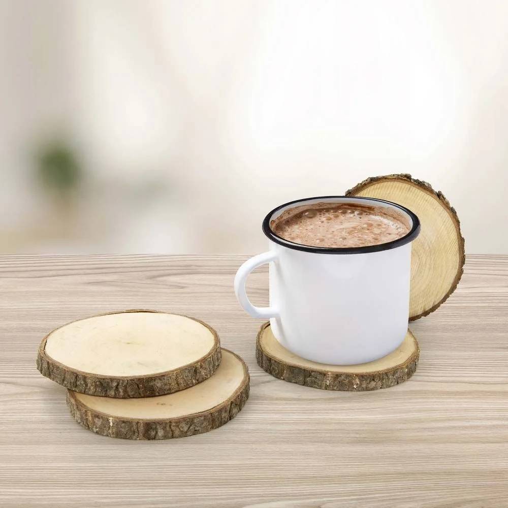 Set de dessous de verre bois marron Ø 11 cm H 1,30 cm - THE HOME DECO FACTORY - Image 2