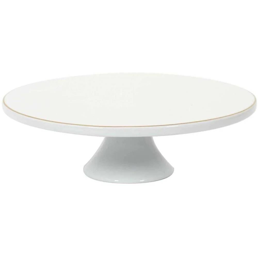 Support À Gâteau Porcelaine Blanc Doré Ø 31 cm H 10 cm - THE HOME DECO FACTORY - Image 4