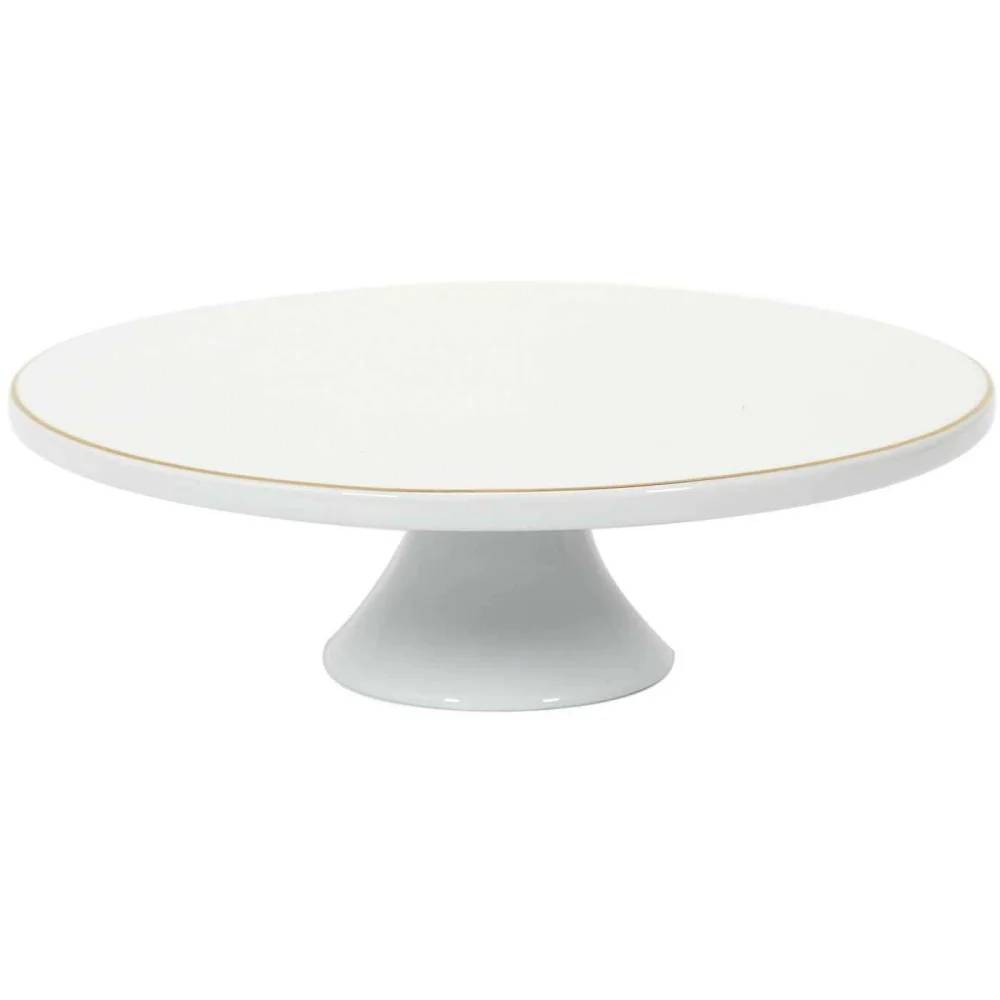 Support À Gâteau Porcelaine Blanc Doré Ø 31 cm H 10 cm - THE HOME DECO FACTORY - Image 5