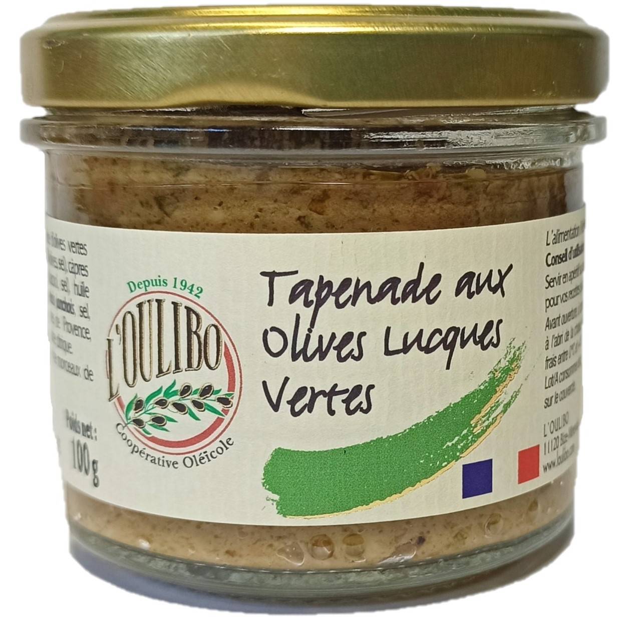 Tapenade aux olives AOP Lucques vertes Oulibo 100 g