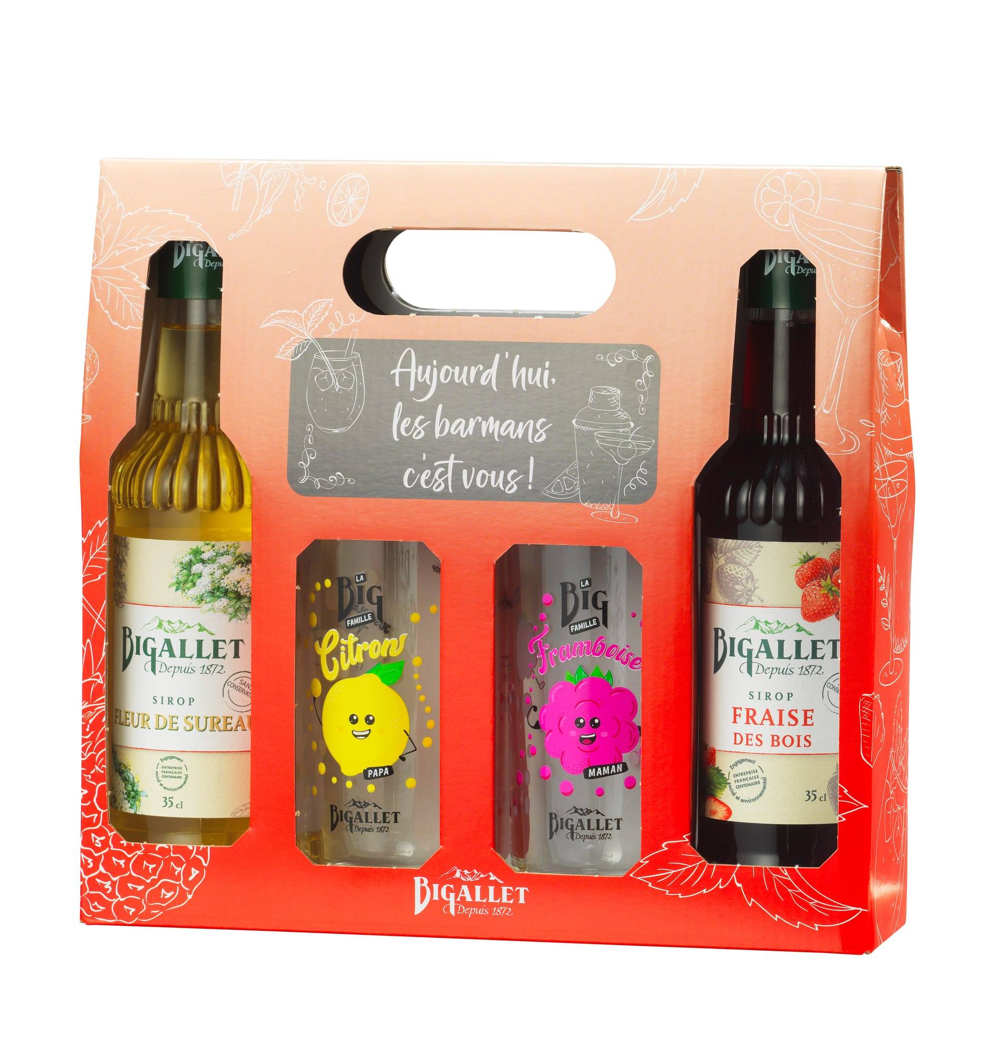 Bigallet - Coffret sirops fleur de sureau et fraise des bois 35 cl + 2 verres - Bigallet - Image 2