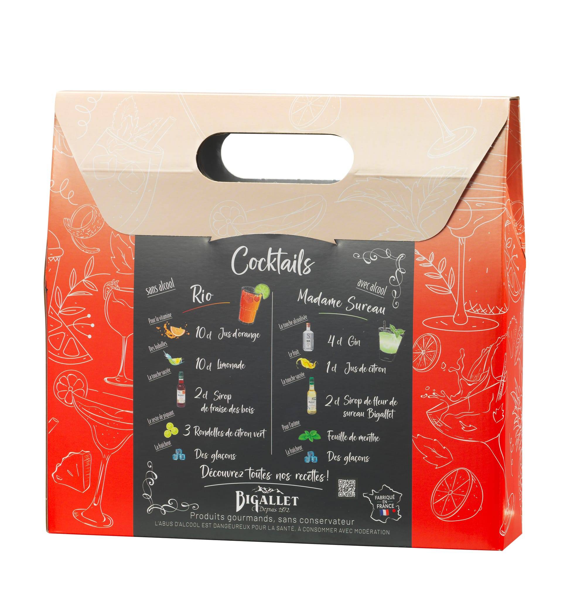 Bigallet - Coffret sirops fleur de sureau et fraise des bois 35 cl + 2 verres - Bigallet - Image 1