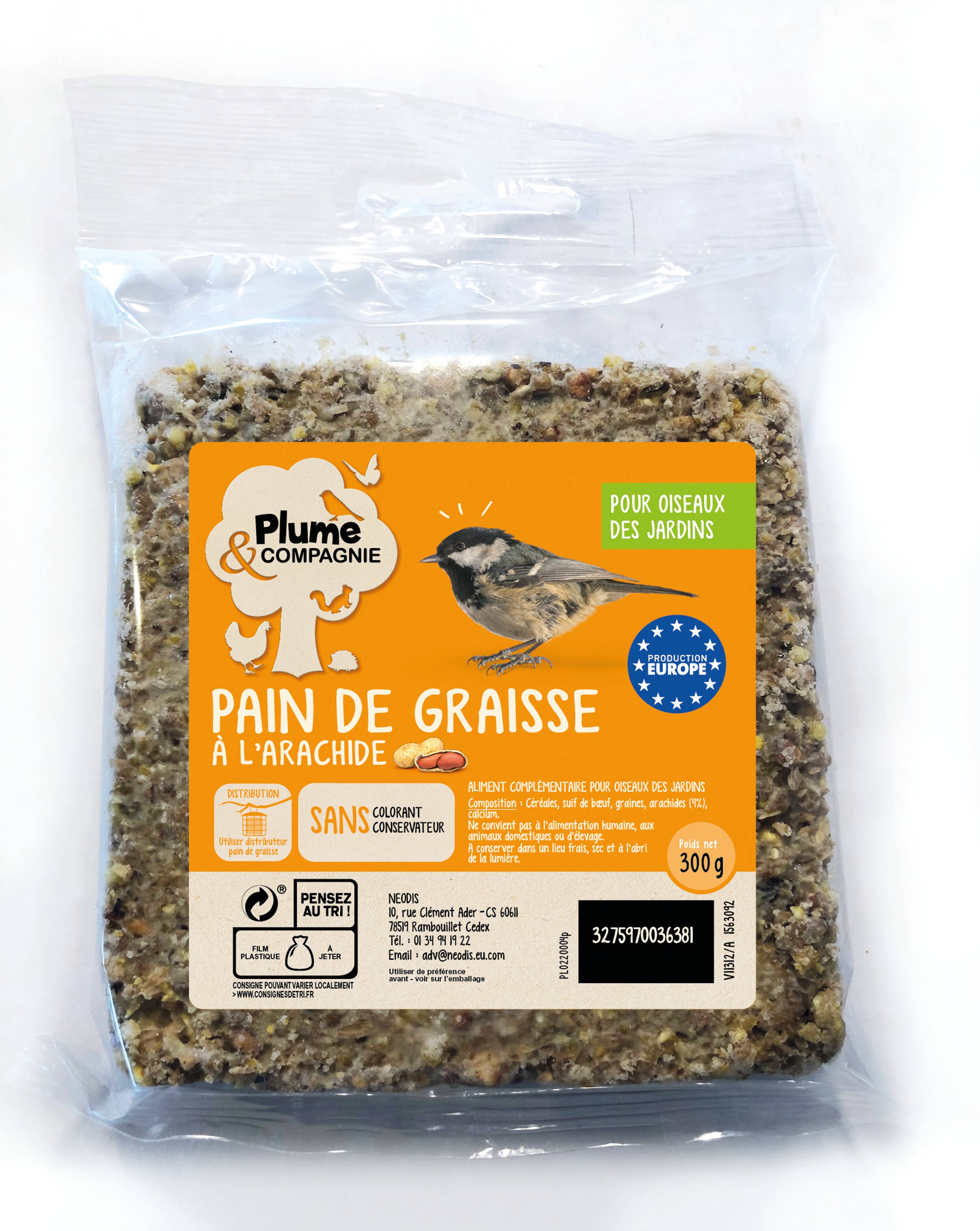 Plume & compagnie - Plume & Compagnie - Pain de graisse à l'arachide 300 g