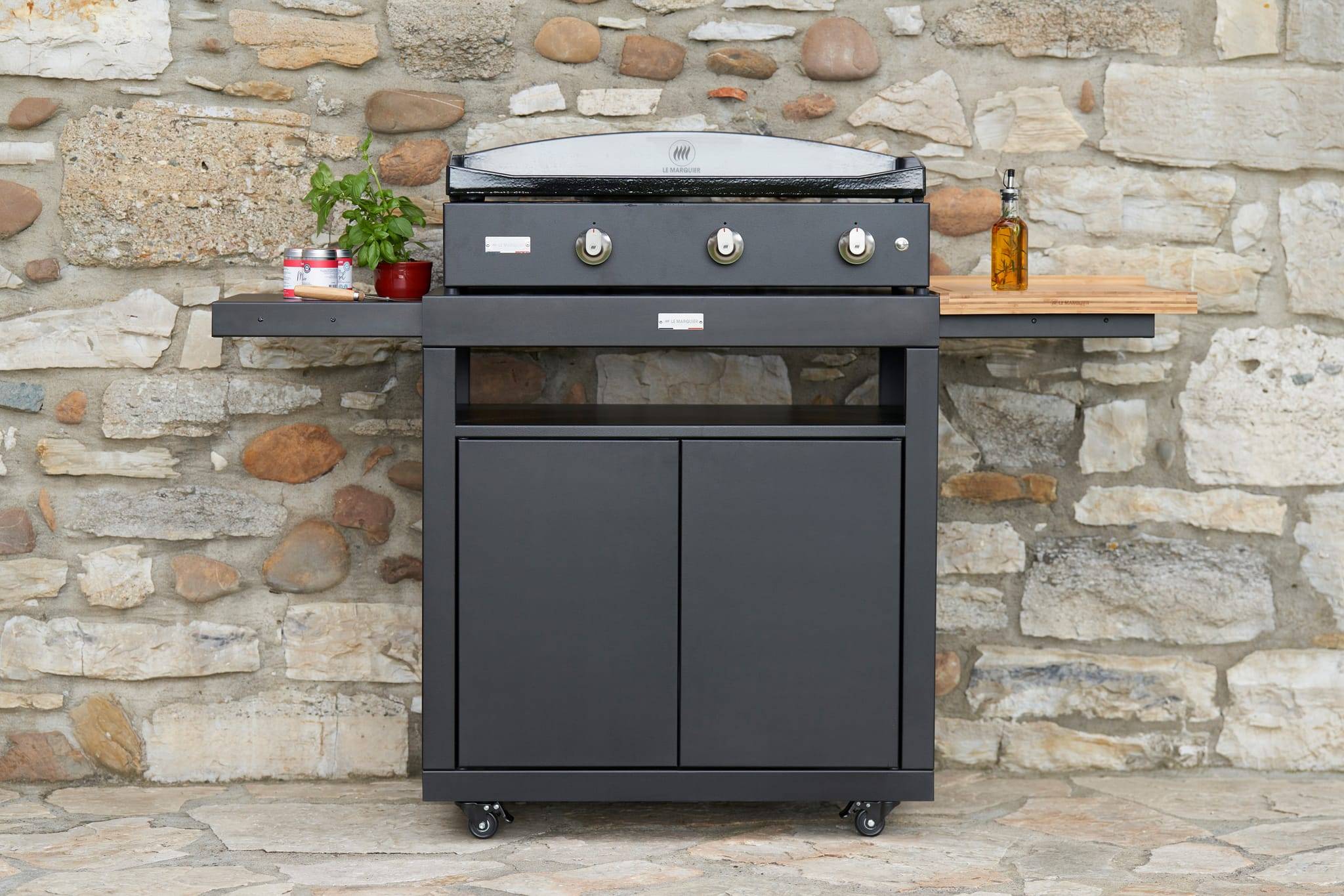 Le Marquier - Desserte cuisine avec tablettes noire - Le Marquier - Image 6