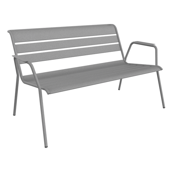 Fermob - Banquette de jardin acier gris lapilli 2 places Monceau Fermob - Image 1