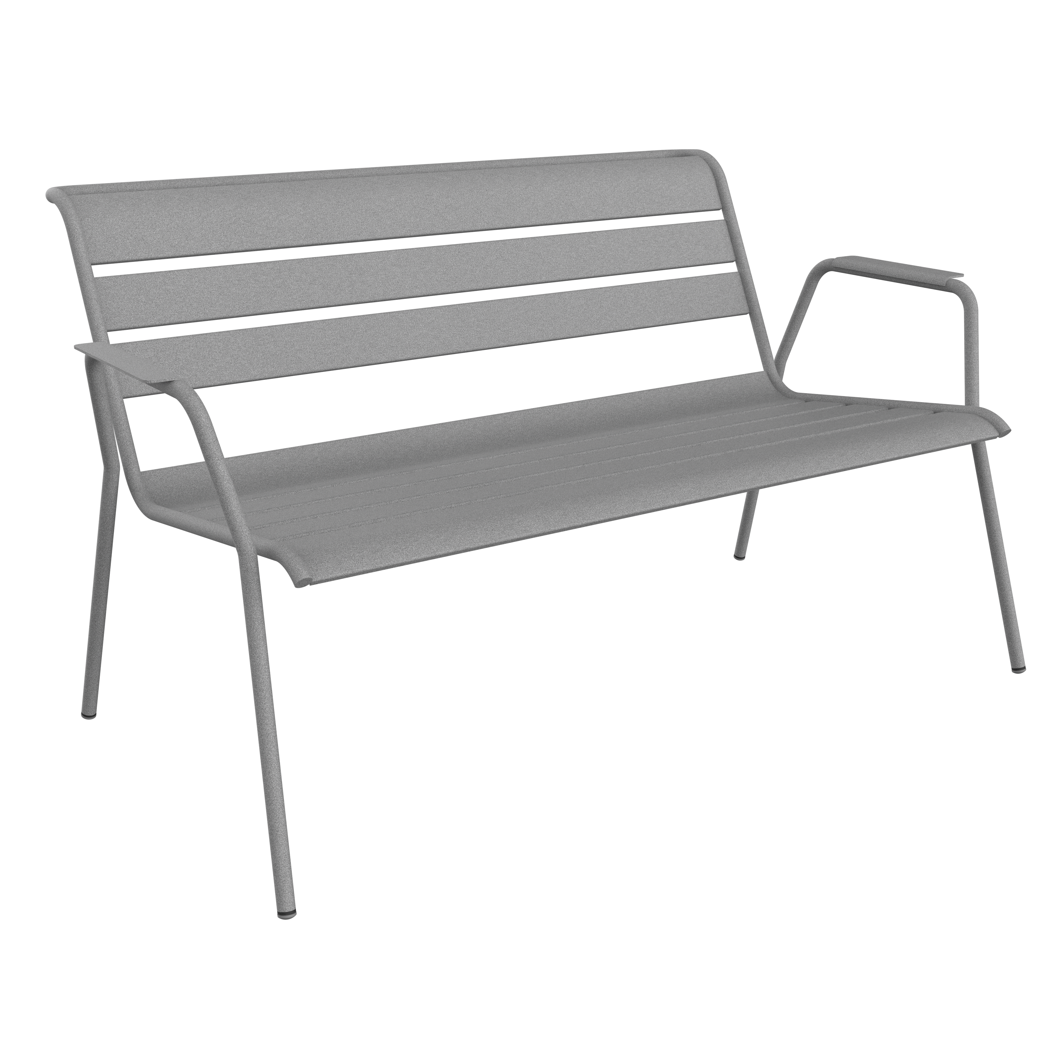 Fermob - Banquette de jardin acier gris lapilli 2 places Monceau Fermob