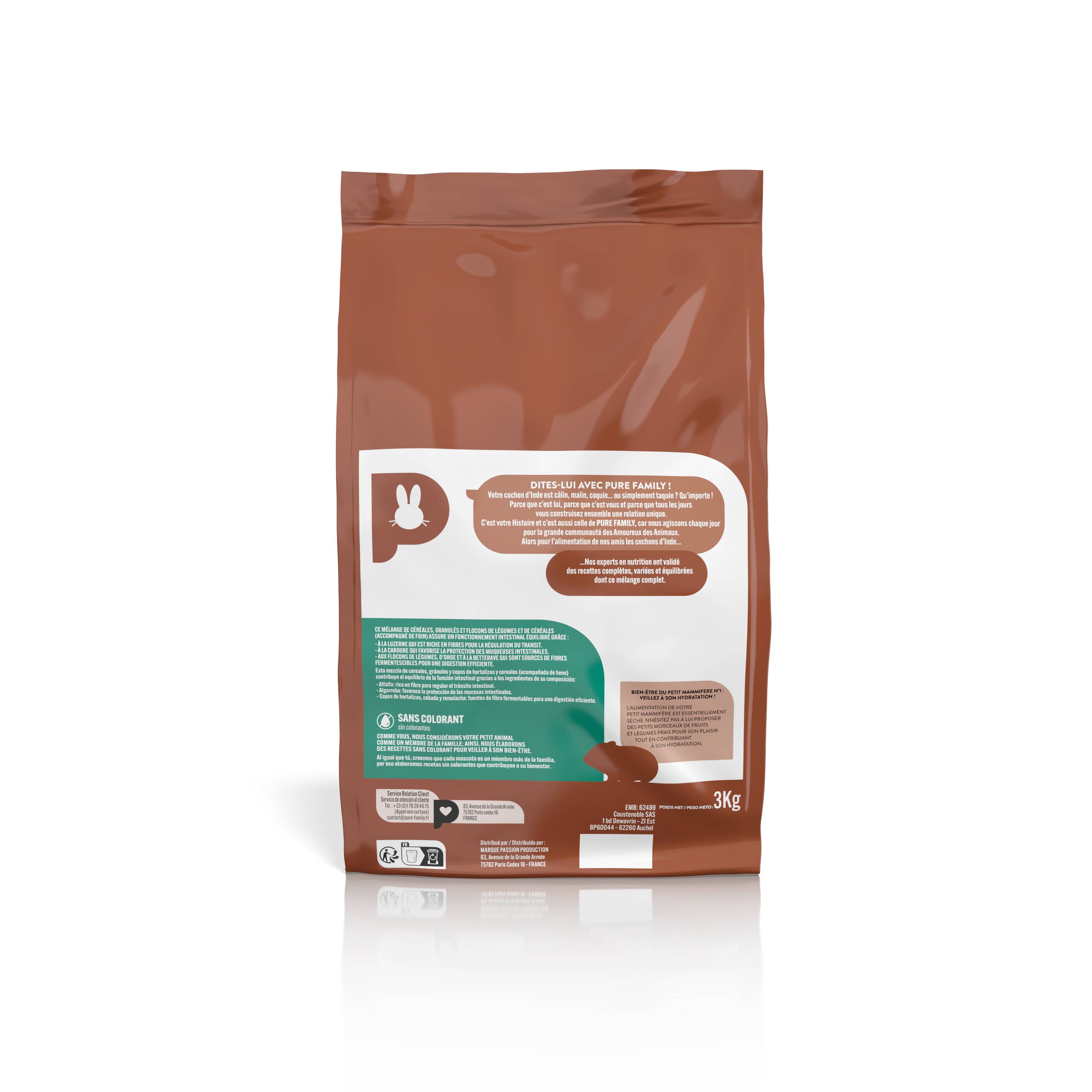 Pure Family - Pure Family - Mélange complet pour cochon d'Inde 3 kg - Image 2