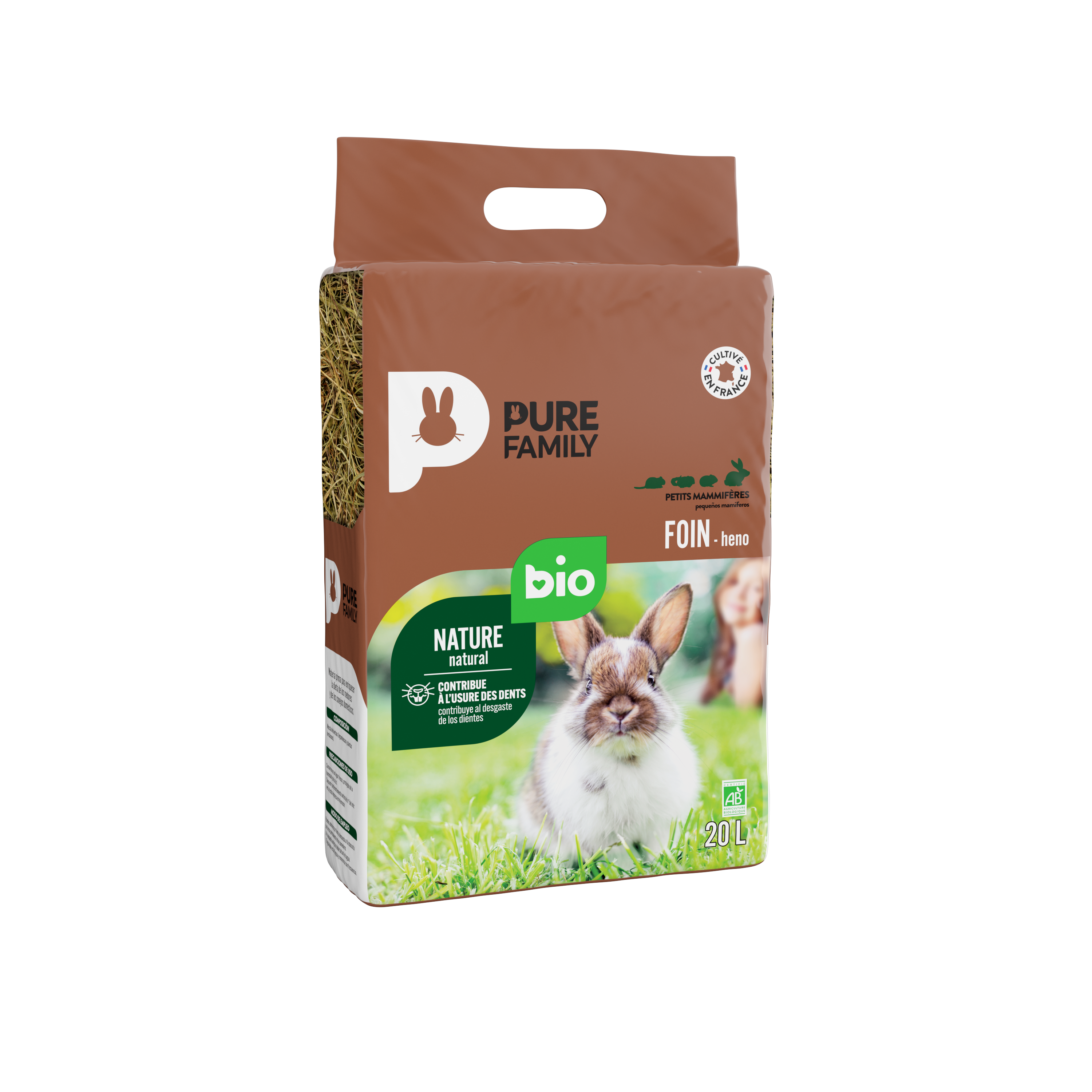 Pure Family - Foin bio pour rongeurs 20 L - Pure Family - Image 1