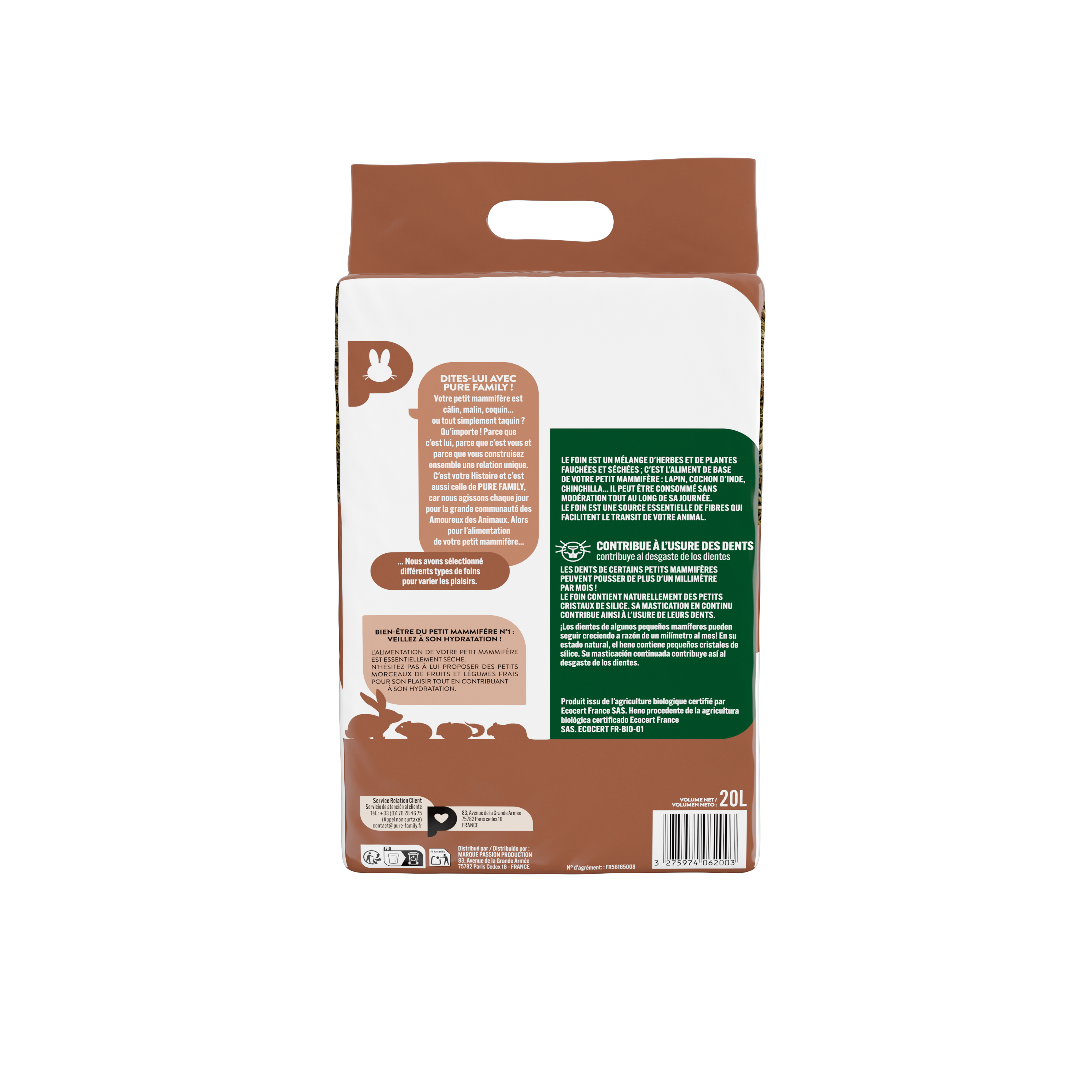 Pure Family - Foin bio pour rongeurs 20 L - Pure Family - Image 3