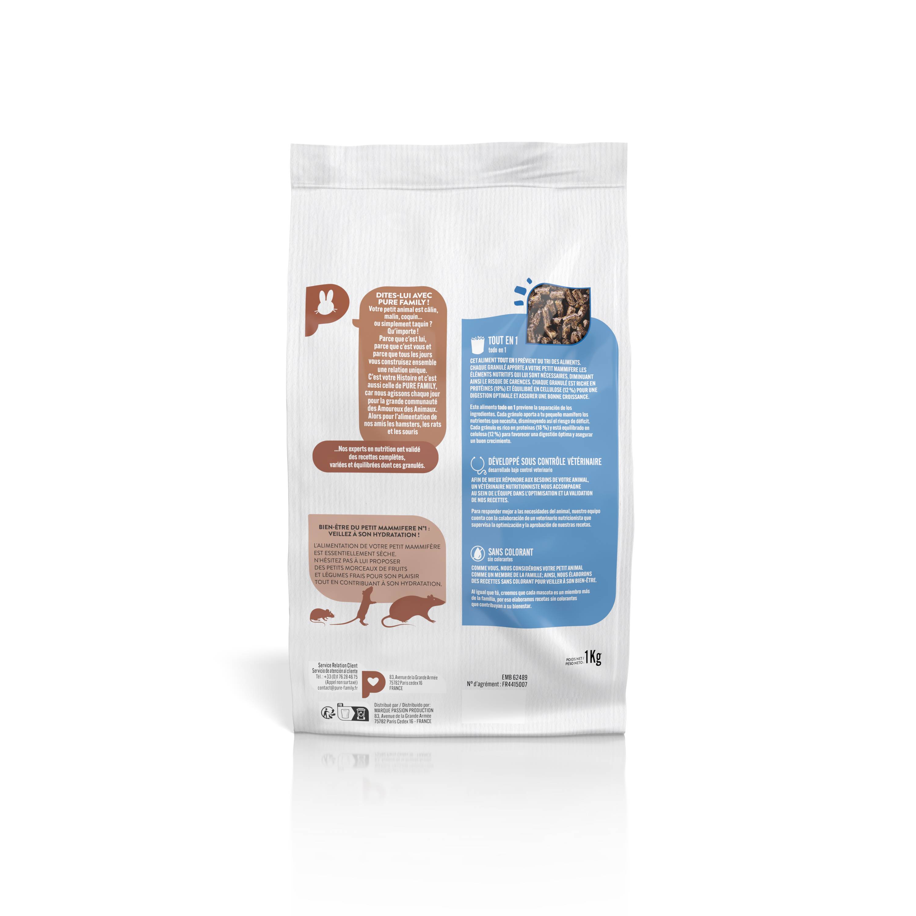 Pure Family - Repas Complet Tout en Un Hamster Rat & Souris 1 Kg - PURE FAMILY - Image 2