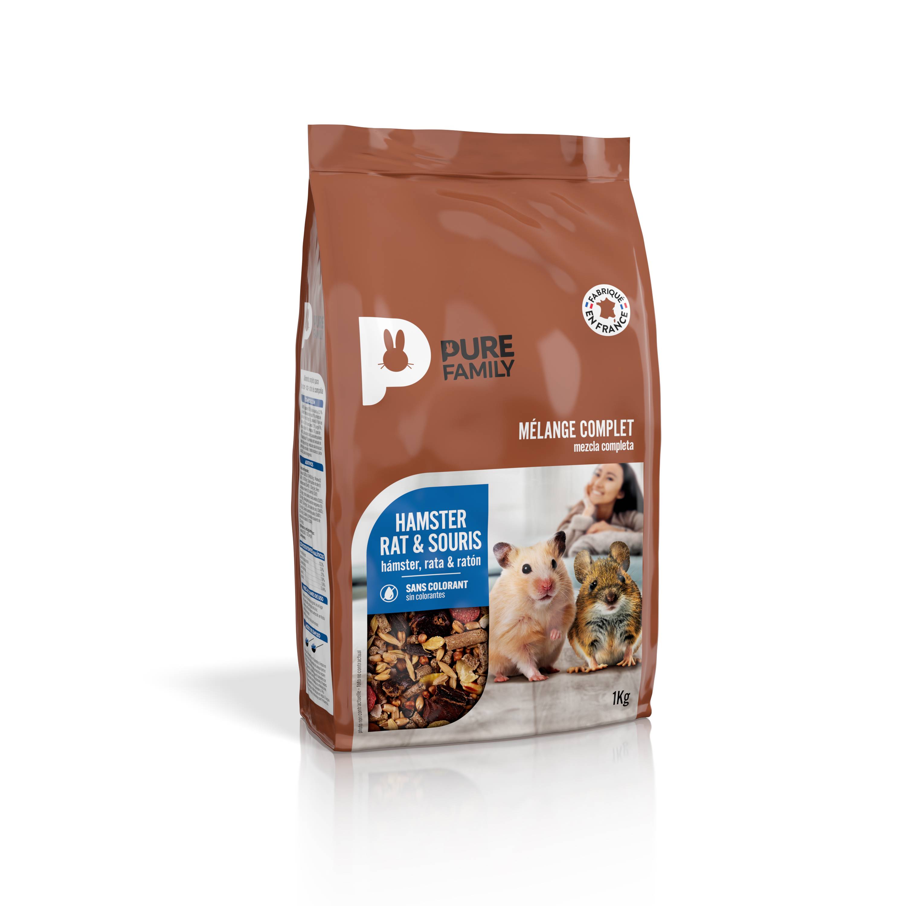 Pure Family - Aliment complet granulés flocons Hamster Rat Souris 1 kg - PURE FAMILY