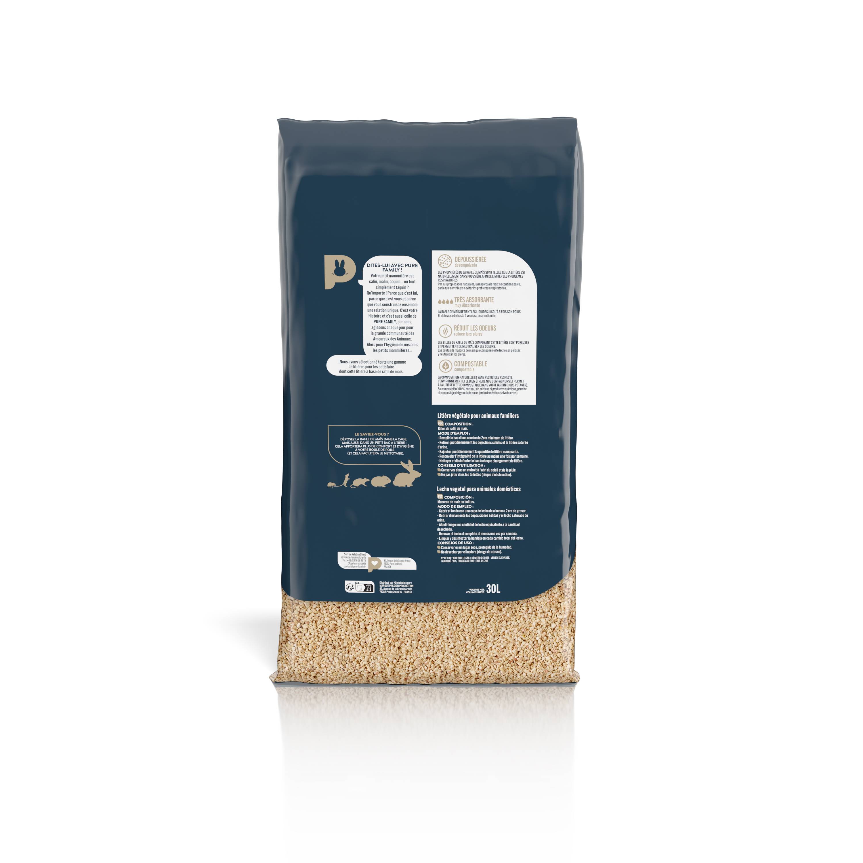 Pure Family - Litière pour rongeurs rafle maïs 30 L - Pure Family - Image 2