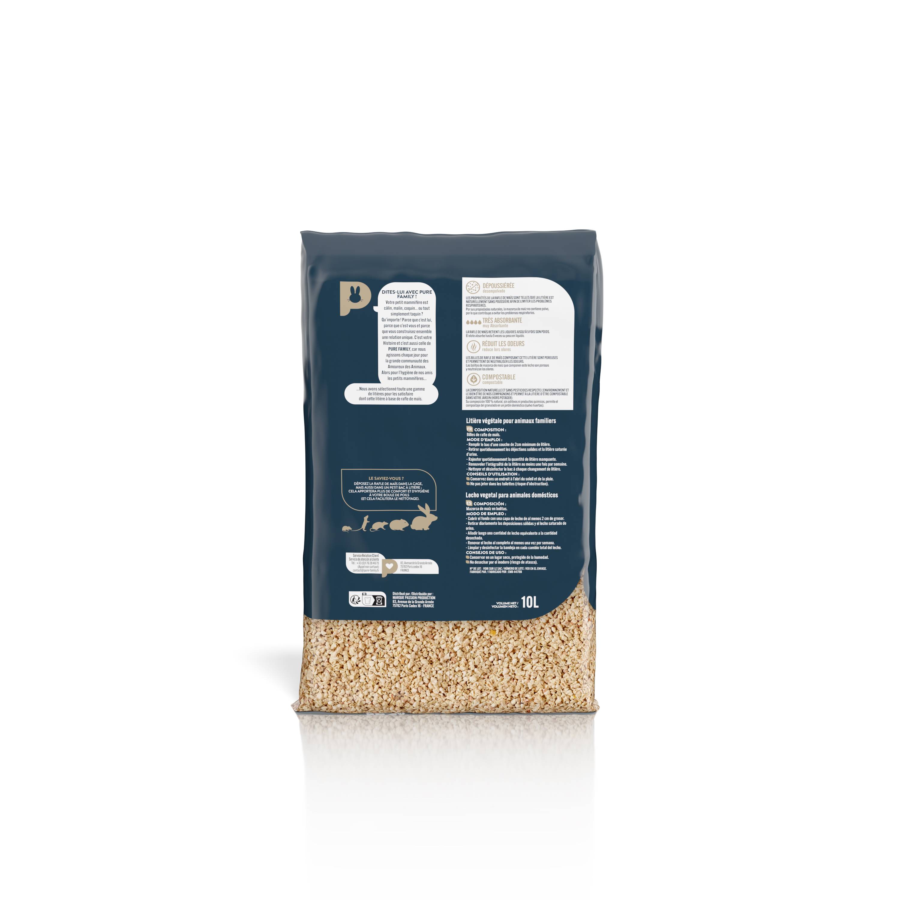 Pure Family - Litière pour rongeurs rafle maïs 10 L - Pure Family - Image 2