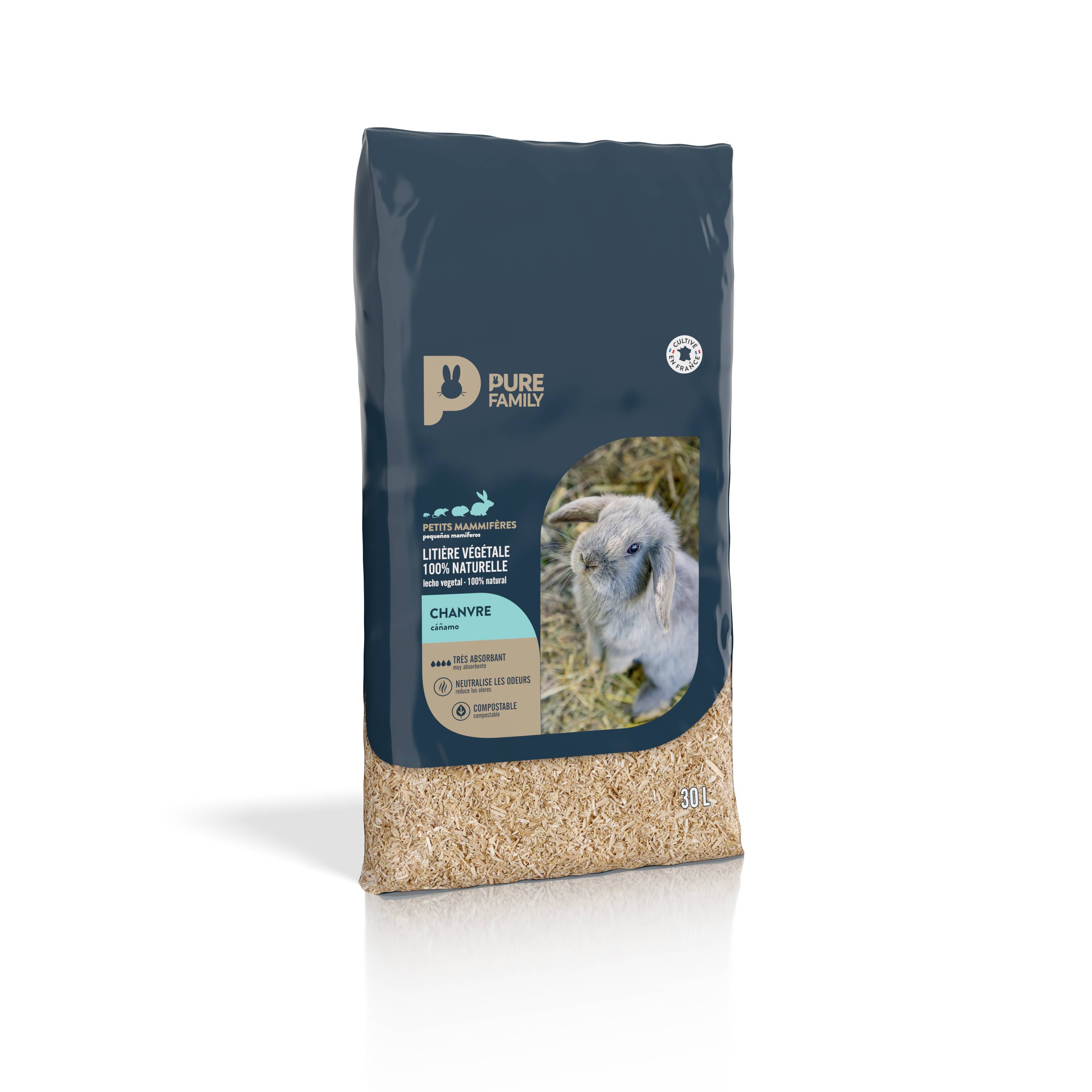 Pure Family - Litière pour rongeurs au chanvre 100% naturel 30 L - Pure Family - Image 2
