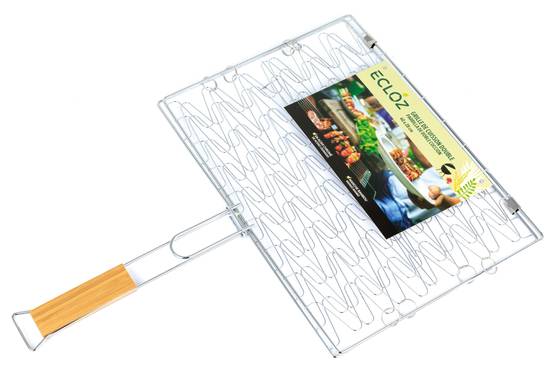 Ecloz - Grille double souple 40x28 cm avec manche en bambou
