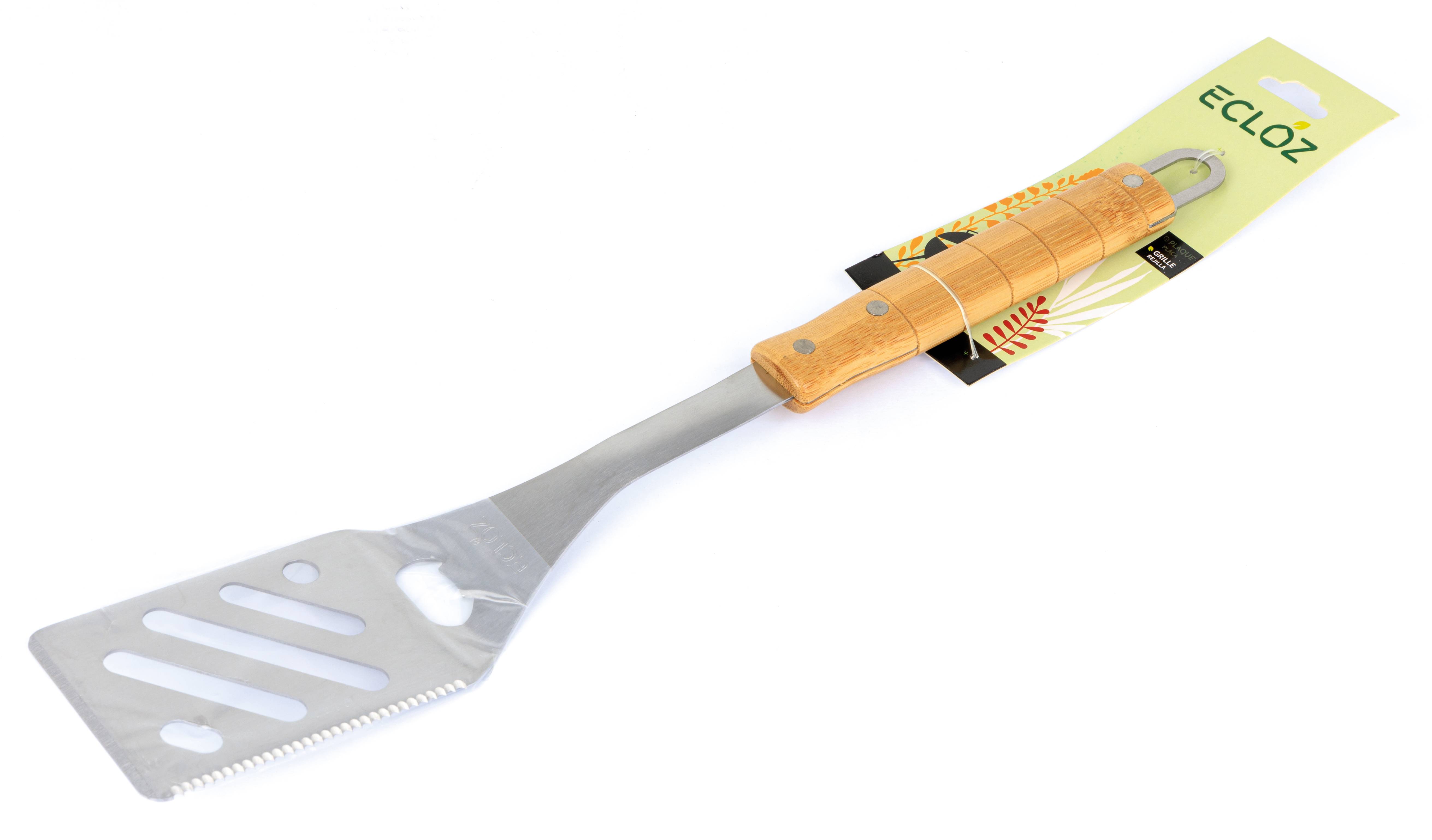 Ecloz - Spatule de 44 cm en inox avec manche en bambou ecloz