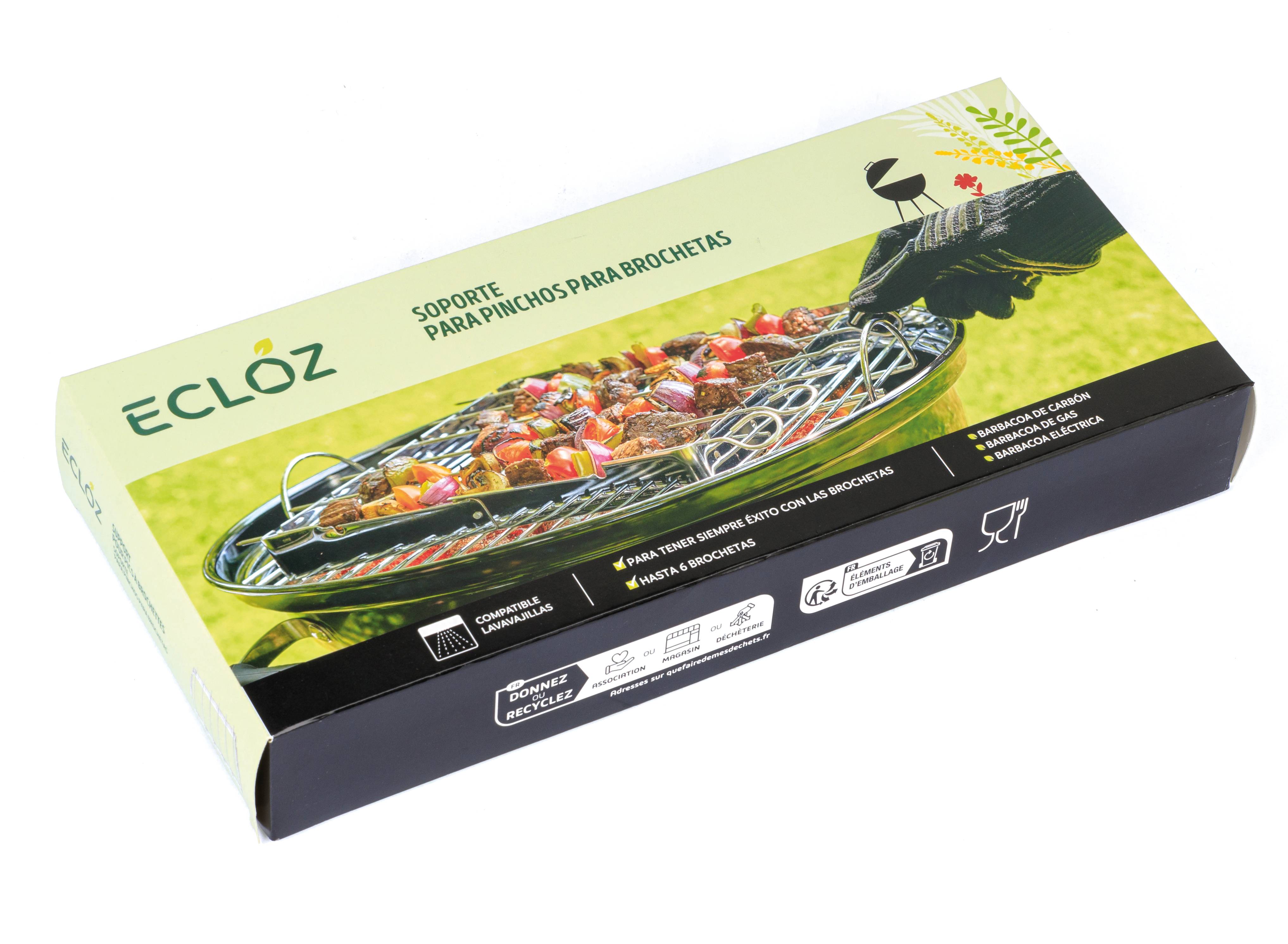 Ecloz - Porte-brochettes avec 6 brochettes en acier inoxydable - Image 2