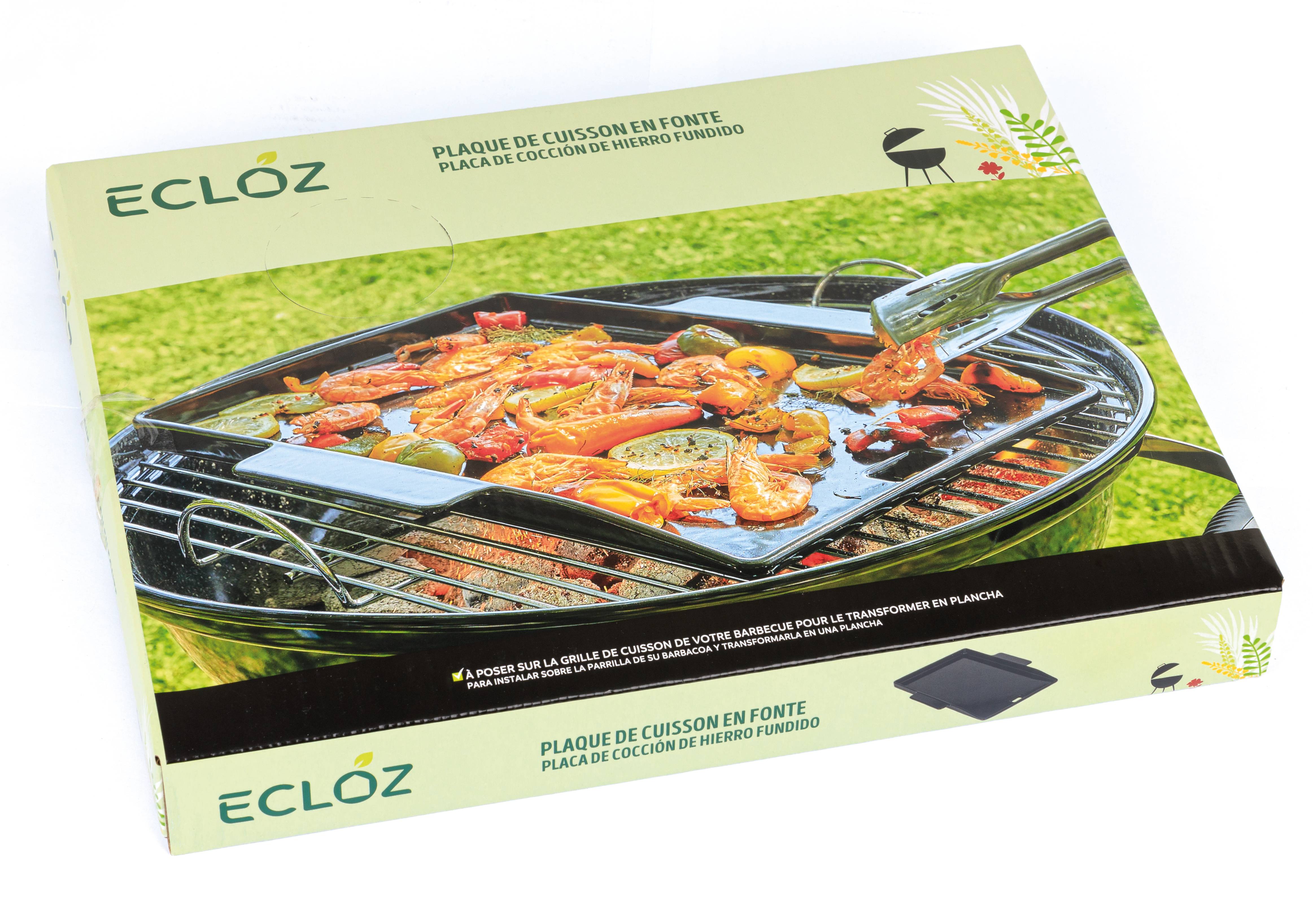 Ecloz - Plaque de barbecue fonte émaillée surface de cuisson 36x22 cm – ECLOZ