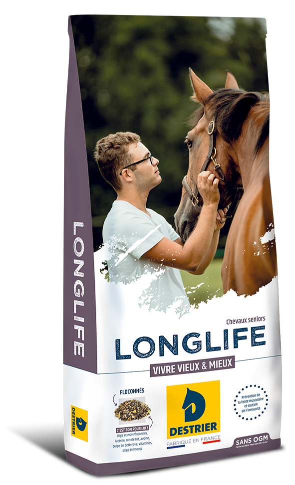 Destrier - Aliment complémentaire pour Chevaux et Poneys âgés LONGLIFE 20 kg - Destrier