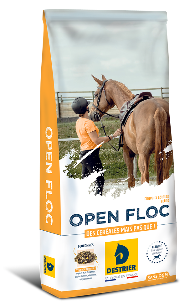 Destrier - Aliment complémentaire pour Chevaux et Poneys OPEN FLOC 20 kg - Destrier - Image 1