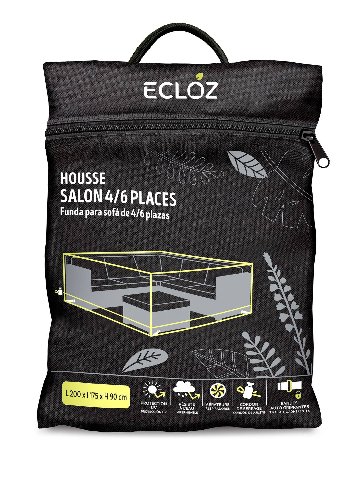 Ecloz - Housse salon de jardin imperméable polyester L anthracite - ECLOZ