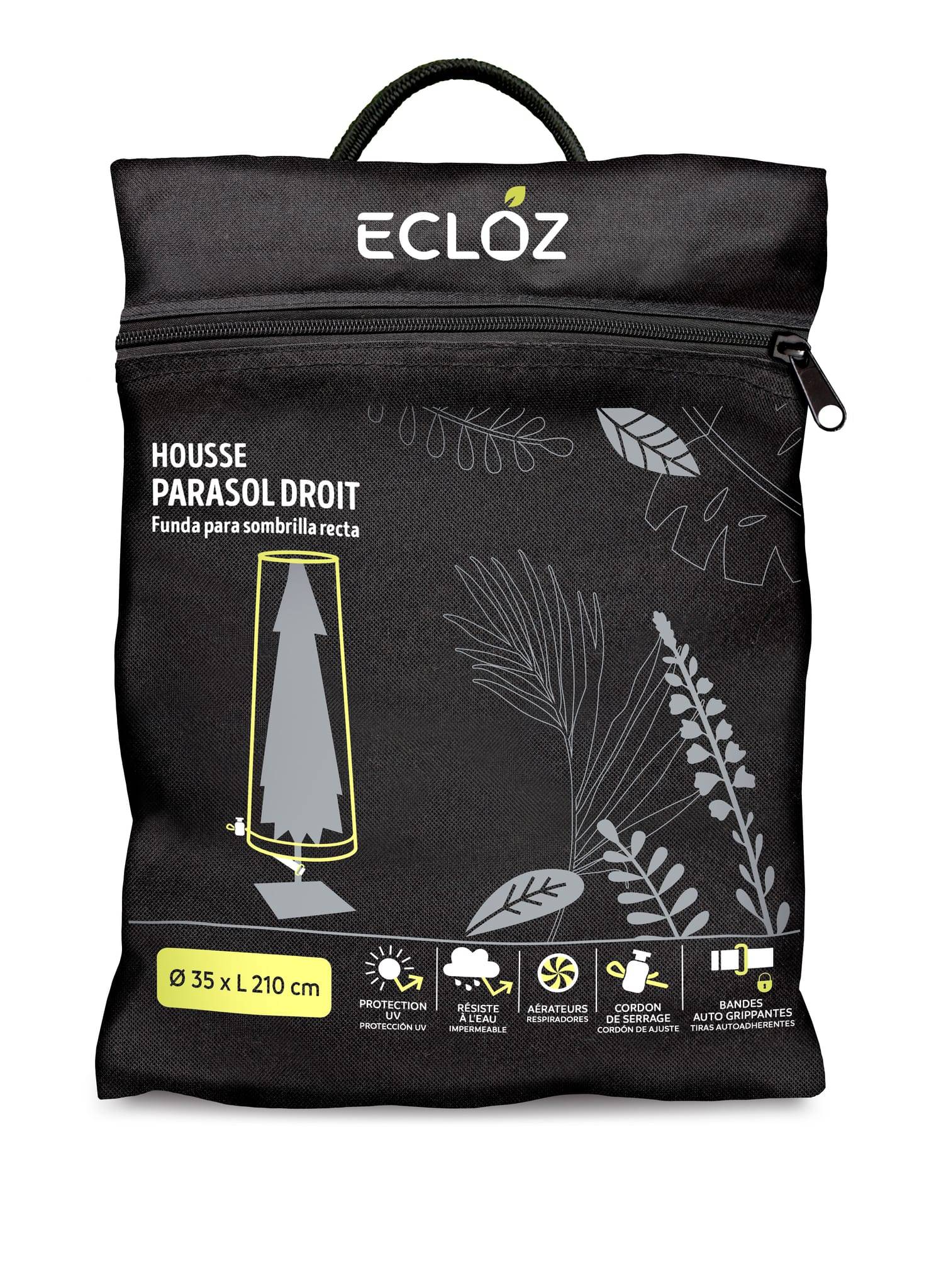 Ecloz - Housse de parasol droit imperméable polyester anthracite ECLOZ